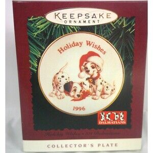 Vintage 1996 Hallmark Keepsake Ornament Disney Holiday Wishes 101 Dalmatians New